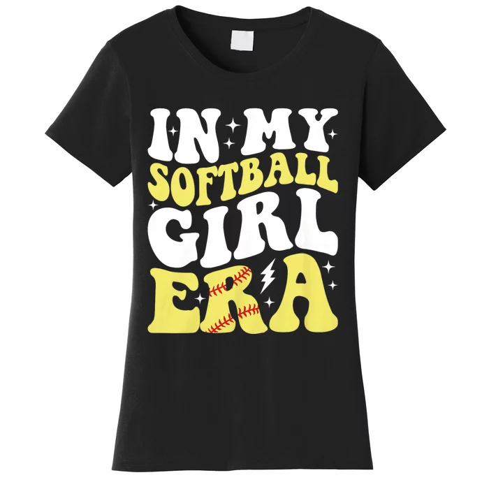 In My Softball Girl Era Retro Groovy Softball Girl Women's T-Shirt