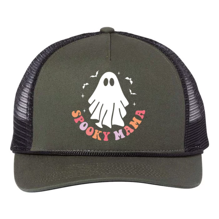 In My Spooky Mama Era Retro Groovy Halloween Mom Ghost Gift Retro Rope Trucker Hat Cap