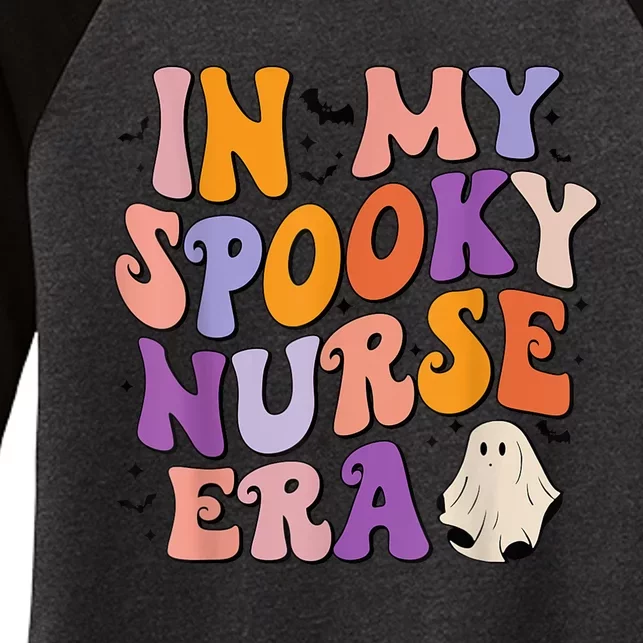 In My Spooky Nurse Era Halloween Groovy Witchy Spooky Nurse Women's Tri-Blend 3/4-Sleeve Raglan Shirt