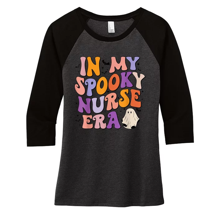 In My Spooky Nurse Era Halloween Groovy Witchy Spooky Nurse Women's Tri-Blend 3/4-Sleeve Raglan Shirt