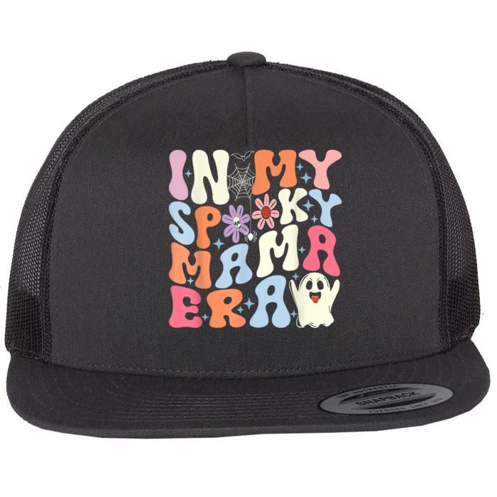 In My Spooky Mama Era Halloween Groovy Witchy Spooky Mom Gift Flat Bill Trucker Hat