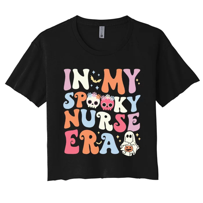 In My Spooky Nurse Era Halloween Groovy Witchy Spooky Nurse Women's Crop Top Tee