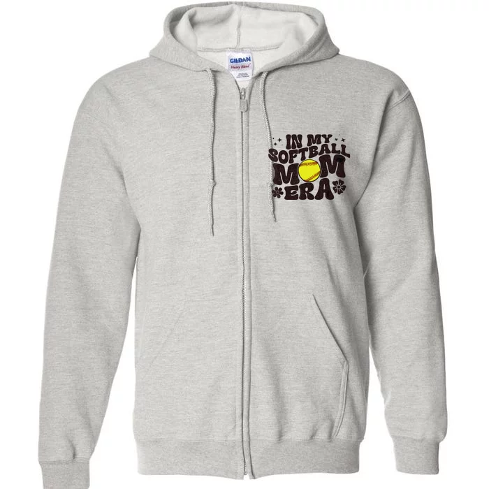 In My Softball Mom Era Softball Mama Wo Retro Full Zip Hoodie