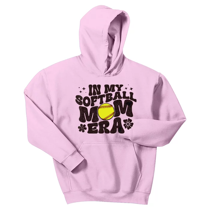 In My Softball Mom Era Softball Mama Wo Retro Kids Hoodie