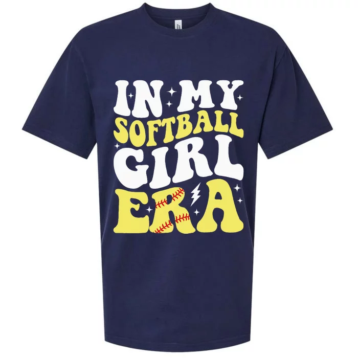 In My Softball Girl Era Retro Groovy Softball Sueded Cloud Jersey T-Shirt