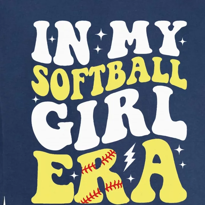 In My Softball Girl Era Retro Groovy Softball Garment-Dyed Sweatshirt