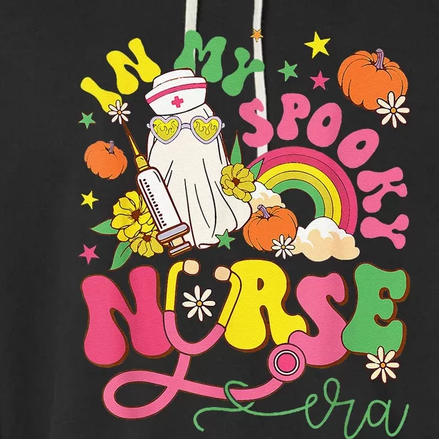 In My Spooky Nurse Era Nicu Funny Halloween Ghost Pumpkin Garment-Dyed Fleece Hoodie