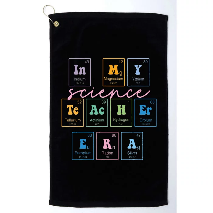 In My Science Teacher Era Funny Science Teacher Platinum Collection Golf Towel