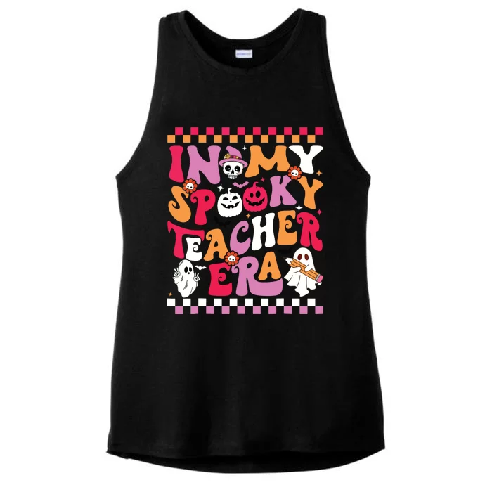 In My Spooky Teacher Era Groovy Ghost Teacher Halloween Ladies Tri-Blend Wicking Tank