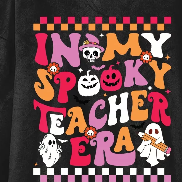 In My Spooky Teacher Era Groovy Ghost Teacher Halloween Hooded Wearable Blanket