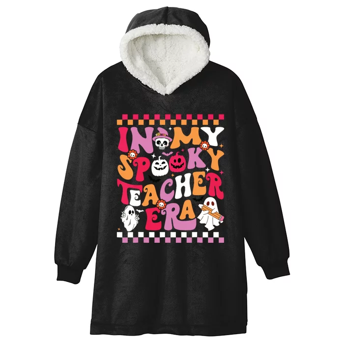 In My Spooky Teacher Era Groovy Ghost Teacher Halloween Hooded Wearable Blanket