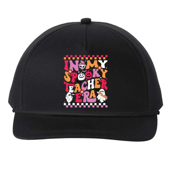 In My Spooky Teacher Era Groovy Ghost Teacher Halloween Snapback Five-Panel Rope Hat