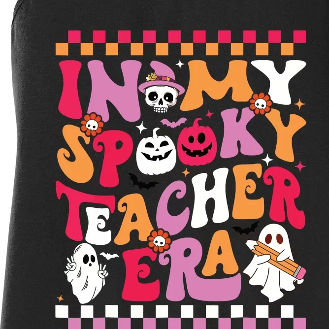 In My Spooky Teacher Era Groovy Ghost Teacher Halloween Women's Racerback Tank