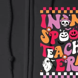 In My Spooky Teacher Era Groovy Ghost Teacher Halloween Full Zip Hoodie