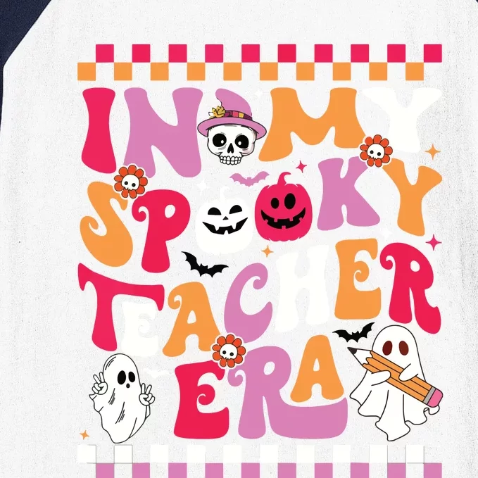 In My Spooky Teacher Era Groovy Ghost Teacher Halloween Baseball Sleeve Shirt