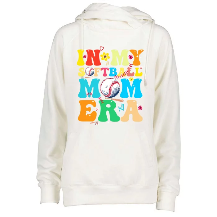 In My Softball Mom Era Groovy MotherS Life Game Vibes Day Gift Womens Funnel Neck Pullover Hood