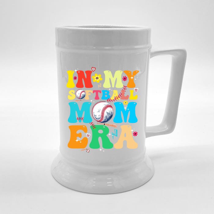 In My Softball Mom Era Groovy MotherS Life Game Vibes Day Gift Front & Back Beer Stein