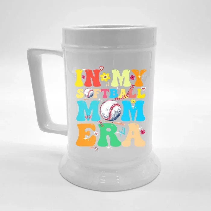 In My Softball Mom Era Groovy MotherS Life Game Vibes Day Gift Front & Back Beer Stein