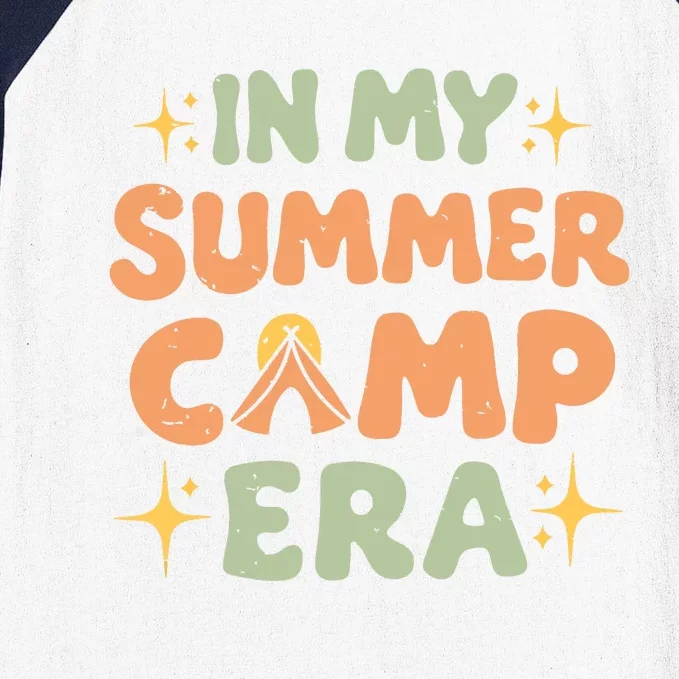 In My Summer Camp Era Women Groovy Retro Camping Camper Baseball Sleeve Shirt