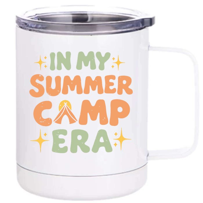 In My Summer Camp Era Women Groovy Retro Camping Camper Front & Back 12oz Stainless Steel Tumbler Cup