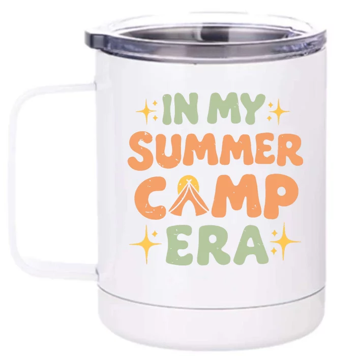 In My Summer Camp Era Women Groovy Retro Camping Camper Front & Back 12oz Stainless Steel Tumbler Cup