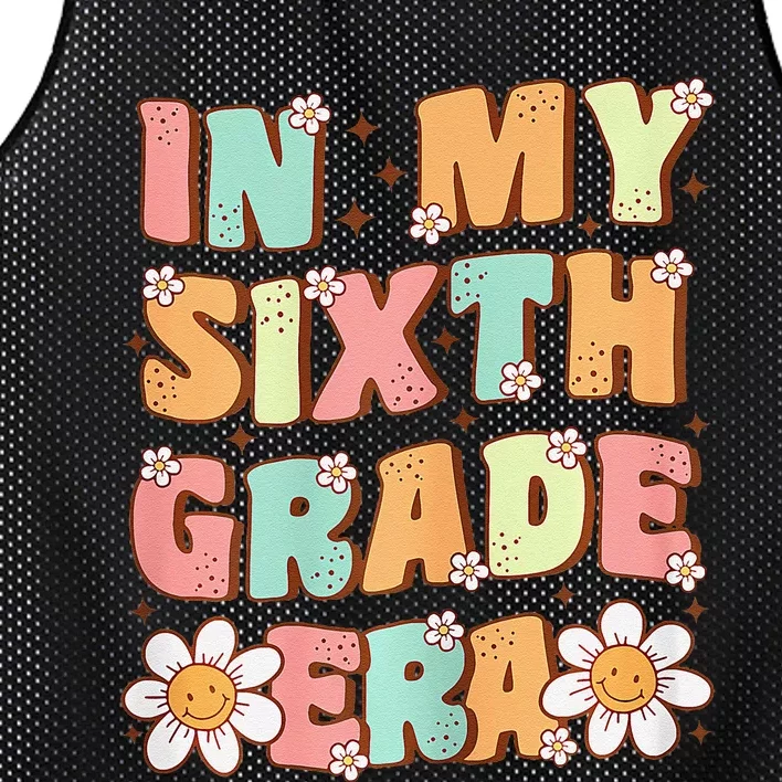 In My Sixth Grade Era Cute Groovy 6th Grade Back To School Gift Mesh Reversible Basketball Jersey Tank