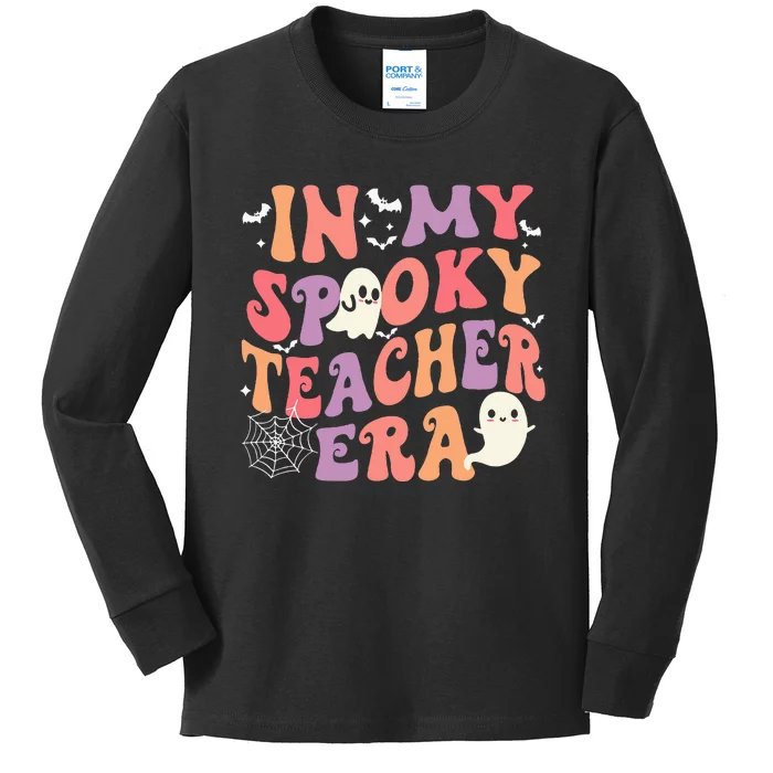 In My Spooky Teacher Era Ghost Halloween Retro Teachers Day Kids Long Sleeve Shirt