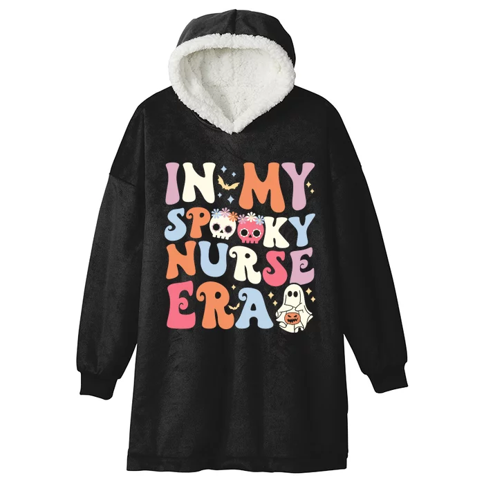 In My Spooky Nurse Era Halloween Groovy Witchy Spooky Nurse Hooded Wearable Blanket