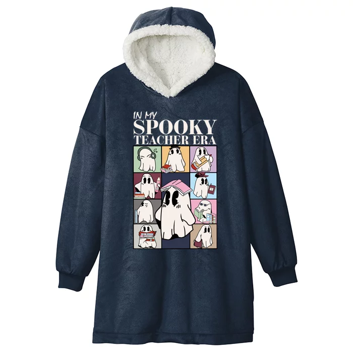 In My Spooky Teacher Era Cute Ghost Trick Or Teach Halloween Gift Hooded Wearable Blanket