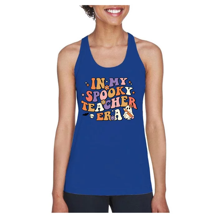 In My Spooky Teacher Era Retro Teacher Halloween Costume Gift Women's Racerback Tank