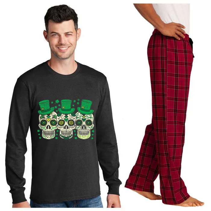 Irish Mexican Sugar Skull Leprechauns Cool St Patricks Day Long Sleeve Pajama Set