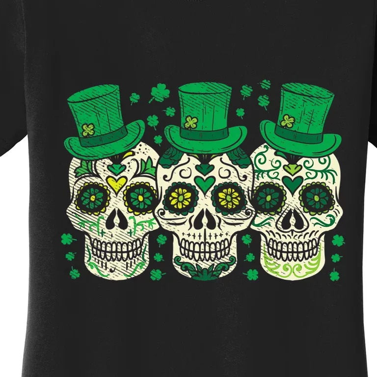 Irish Mexican Sugar Skull Leprechauns Cool St Patricks Day Women's T-Shirt