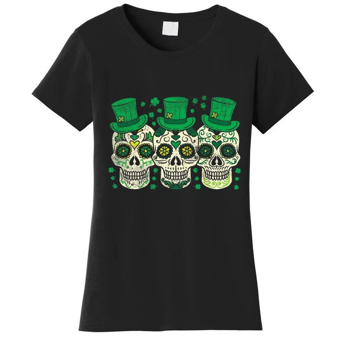 Irish Mexican Sugar Skull Leprechauns Cool St Patricks Day Women's T-Shirt