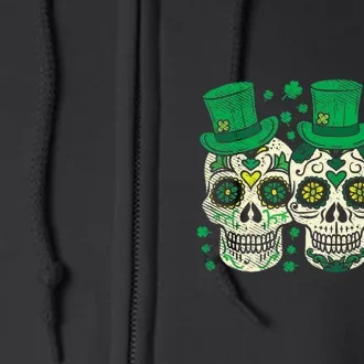 Irish Mexican Sugar Skull Leprechauns Cool St Patricks Day Full Zip Hoodie