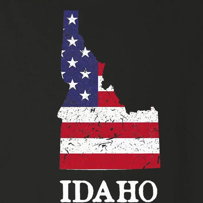 Idaho Map State American Flag Toddler Long Sleeve Shirt