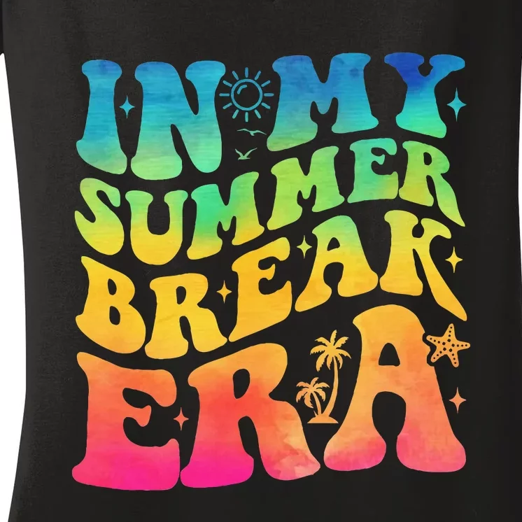 In My Summer Break Era Summer Break Groovy Women's V-Neck T-Shirt