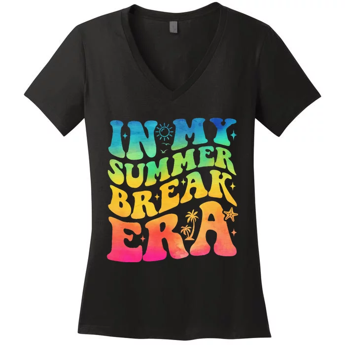 In My Summer Break Era Summer Break Groovy Women's V-Neck T-Shirt