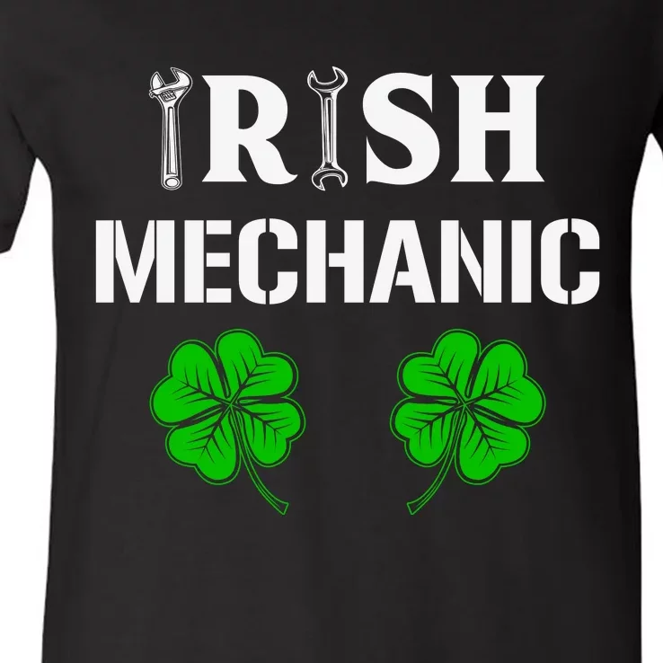 Irish Mechanic Shamrock St Patricks Day V-Neck T-Shirt