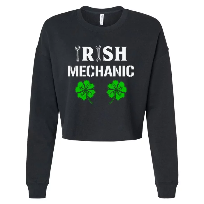 Irish Mechanic Shamrock St Patricks Day Cropped Pullover Crew