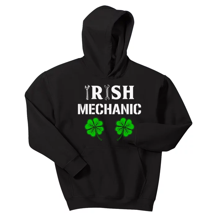 Irish Mechanic Shamrock St Patricks Day Kids Hoodie