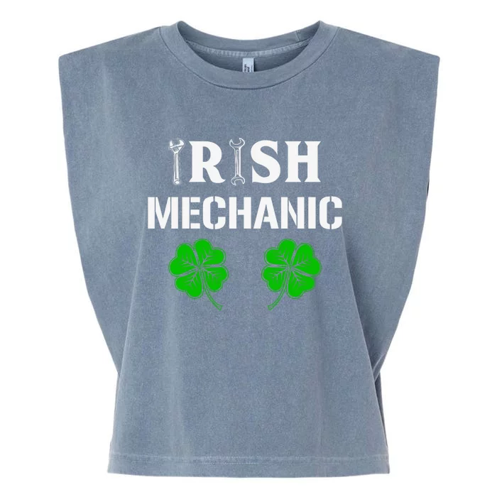 Irish Mechanic Shamrock St Patricks Day Garment-Dyed Women's Muscle Tee