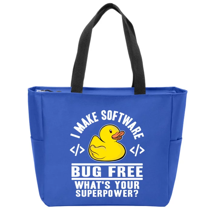 I Make Software Bug Free Programmer Debugging Rubber Duck Gift Zip Tote Bag