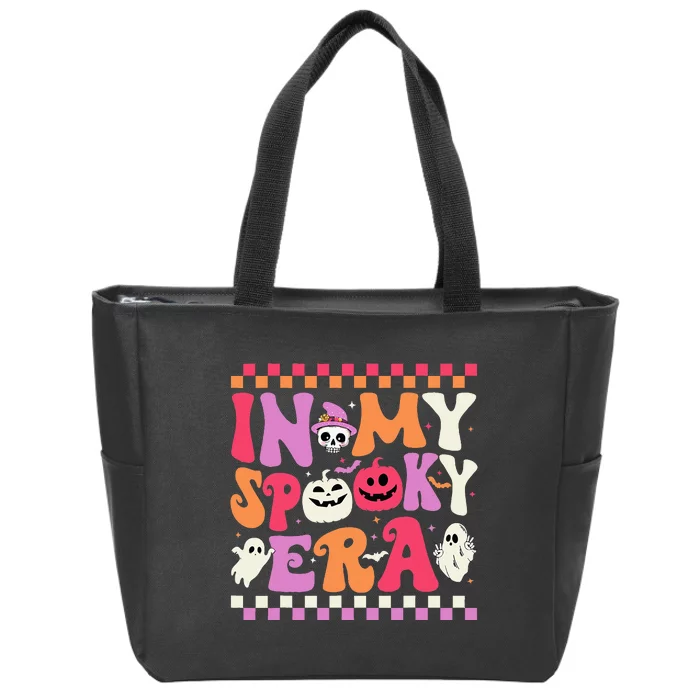 In My Spooky Era Halloween Ghost Groovy Hippie Halloween Zip Tote Bag