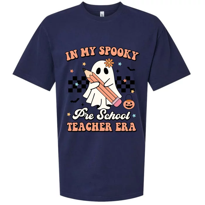 In My Spooky Pre School Teacher Era Retro Halloween Costume Gift Sueded Cloud Jersey T-Shirt