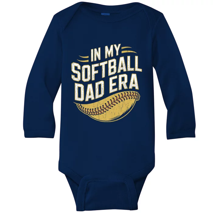 In My Softball Dad Era Softball Dads Softball Parent Gift Baby Long Sleeve Bodysuit