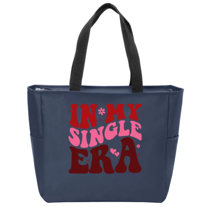 In My Single Era Anti Valentine Groovy Zip Tote Bag