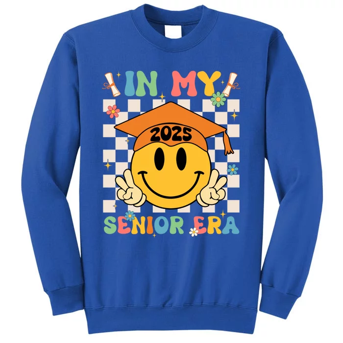 In My Senior Era Class Of 2025 Graduate Smile Face Groovy Cool Gift Tall Sweatshirt