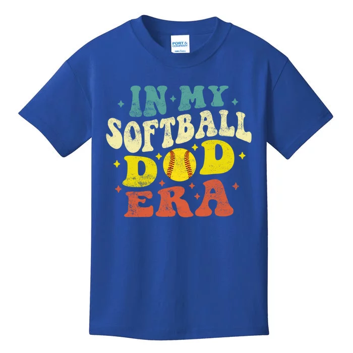 In My Softball Dad Era Vintage Softball Dad Fathers Day Gift Kids T-Shirt