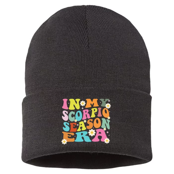 in my Scorpio season era Funny birthday Scorpio zodiac sign Sustainable Knit Beanie