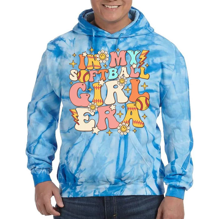 In My Softball Girl Era Retro Softball Girl Groovy Cute Tie Dye Hoodie